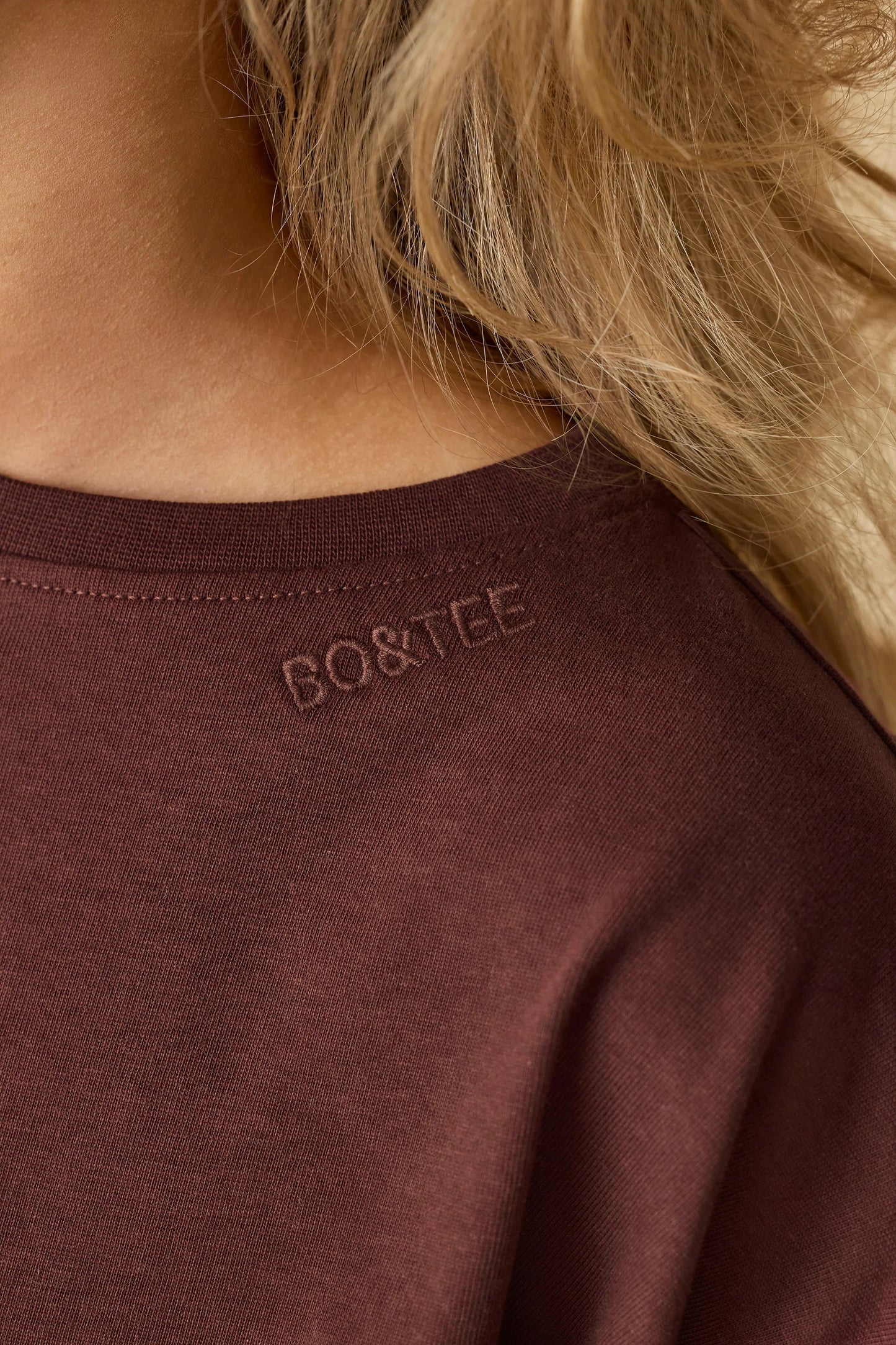 Day Off - Oversized Long Sleeve Crop Top in Mahogany
